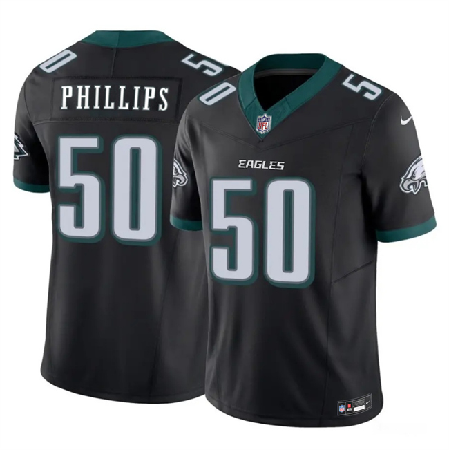 Men's Black Philadelphia Eagles #50 Jaelan Phillips 2025 F.U.S.E. Vapor Untouchable Limited Throwback Stitched Football Jersey